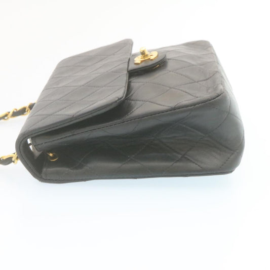 CHANEL Matelasse Chain Flap Turn Lock Shoulder Bag Lamb Skin Black  34659A