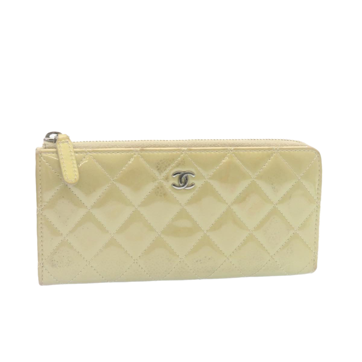 Luxury Chanel Matelasse Long Wallet Enamel Gray CC  34534