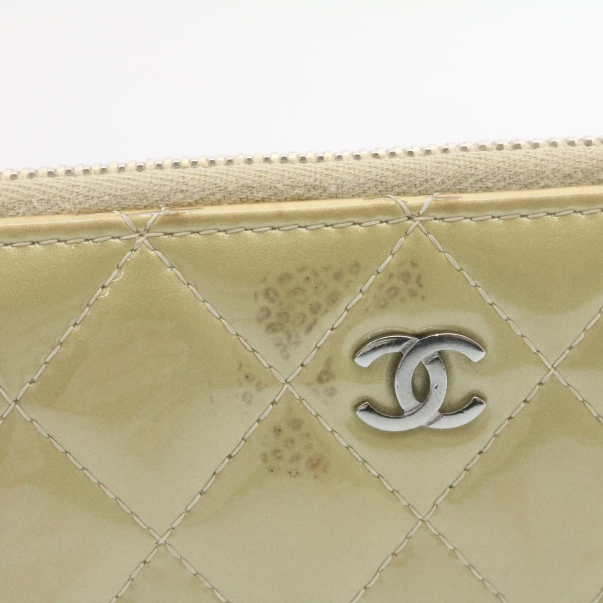 Luxury Chanel Matelasse Long Wallet Enamel Gray CC  34534