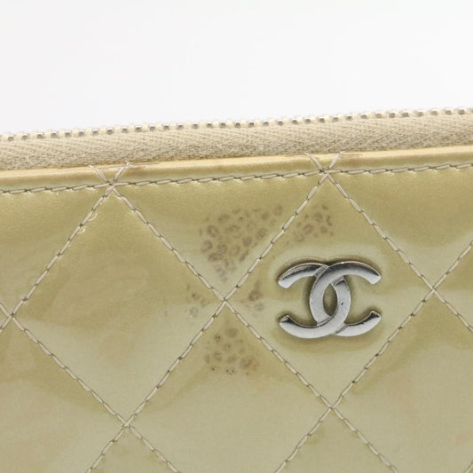Luxury Chanel Matelasse Long Wallet Enamel Gray CC  34534