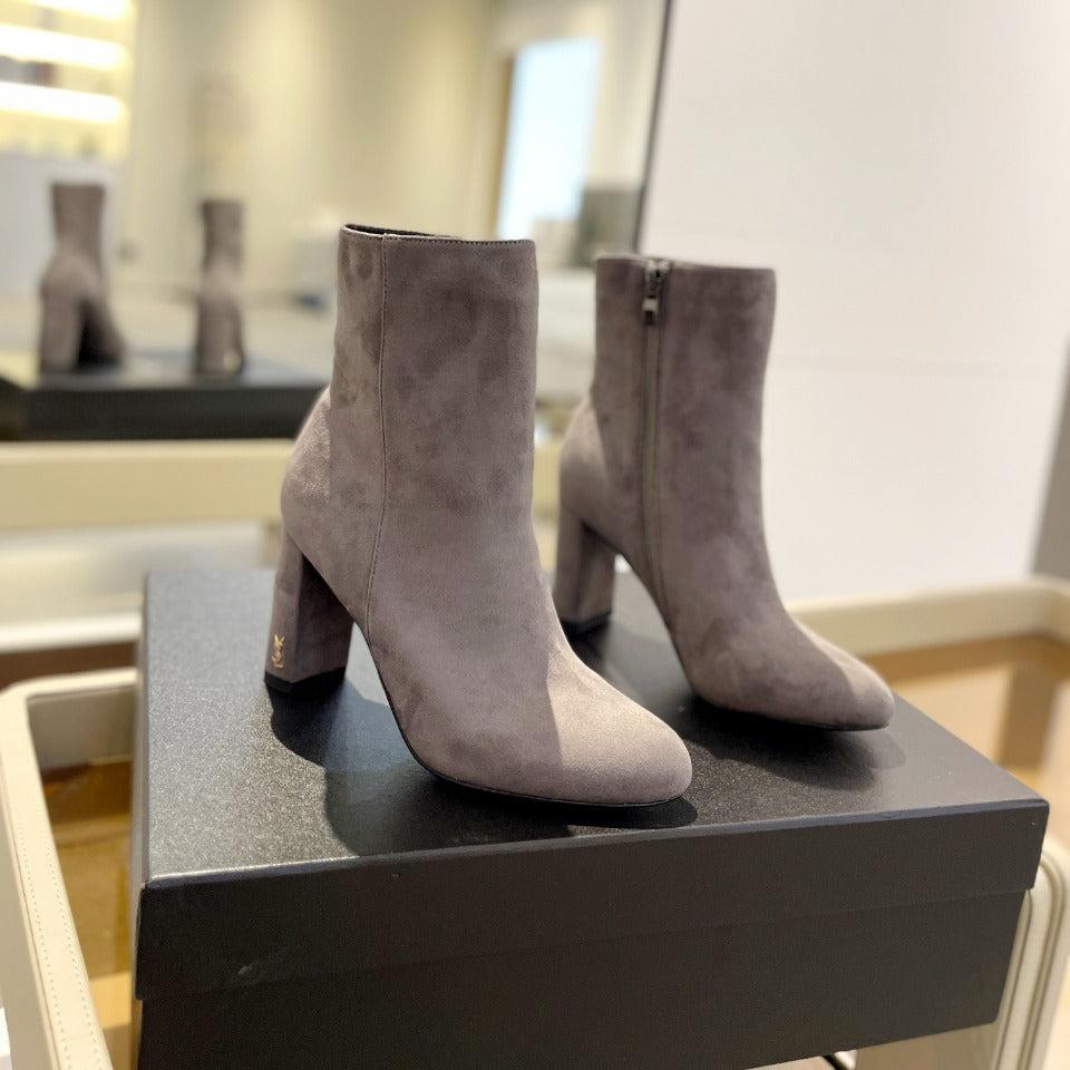 Luxury Saint Laurent SL HONORÉ BOOTIES GRAY SUEDE