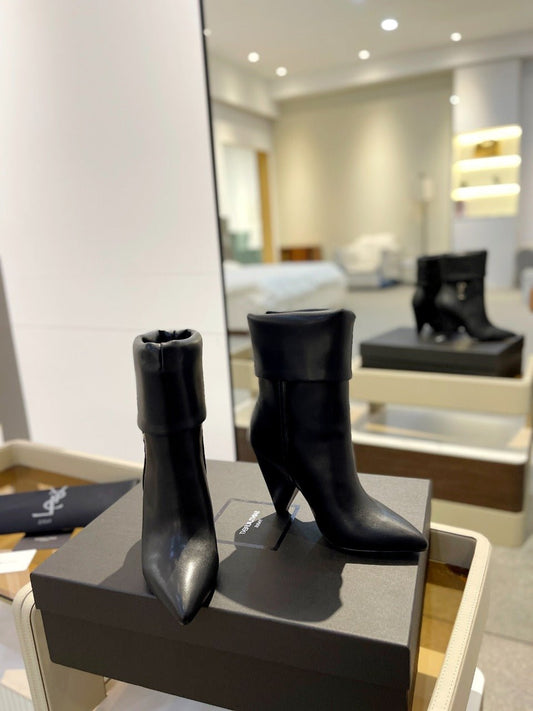 Luxury Saint Laurent SL NIKI BOOTIES BLACK CALFSKIN