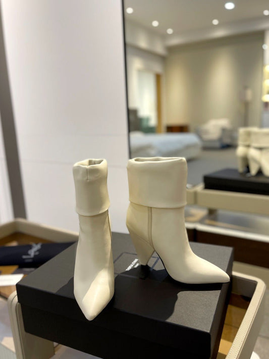 Luxury Saint Laurent SL NIKI BOOTIES WHITE CALFSKIN