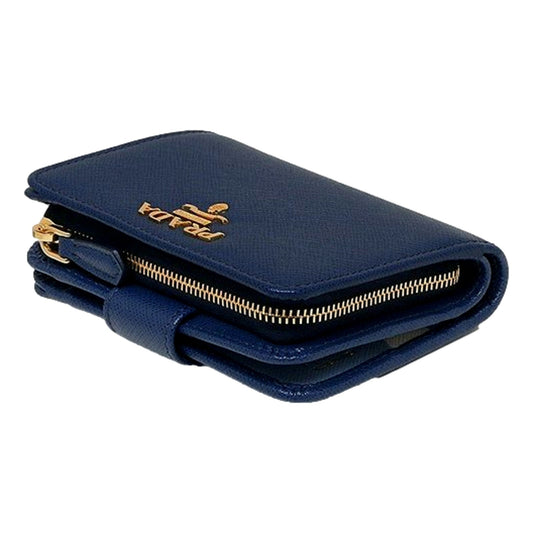 Luxury PradaBlue Multi-Colored Saffiano Wallet with Coin Pouch