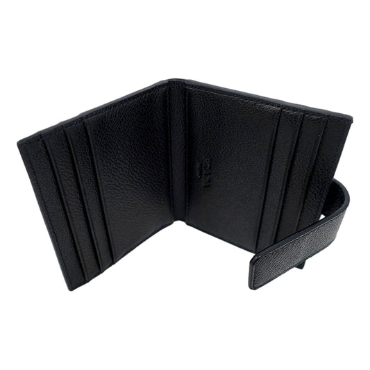 Luxury PradaBlack Vitello Grain Leather Card  Bifold Wallet