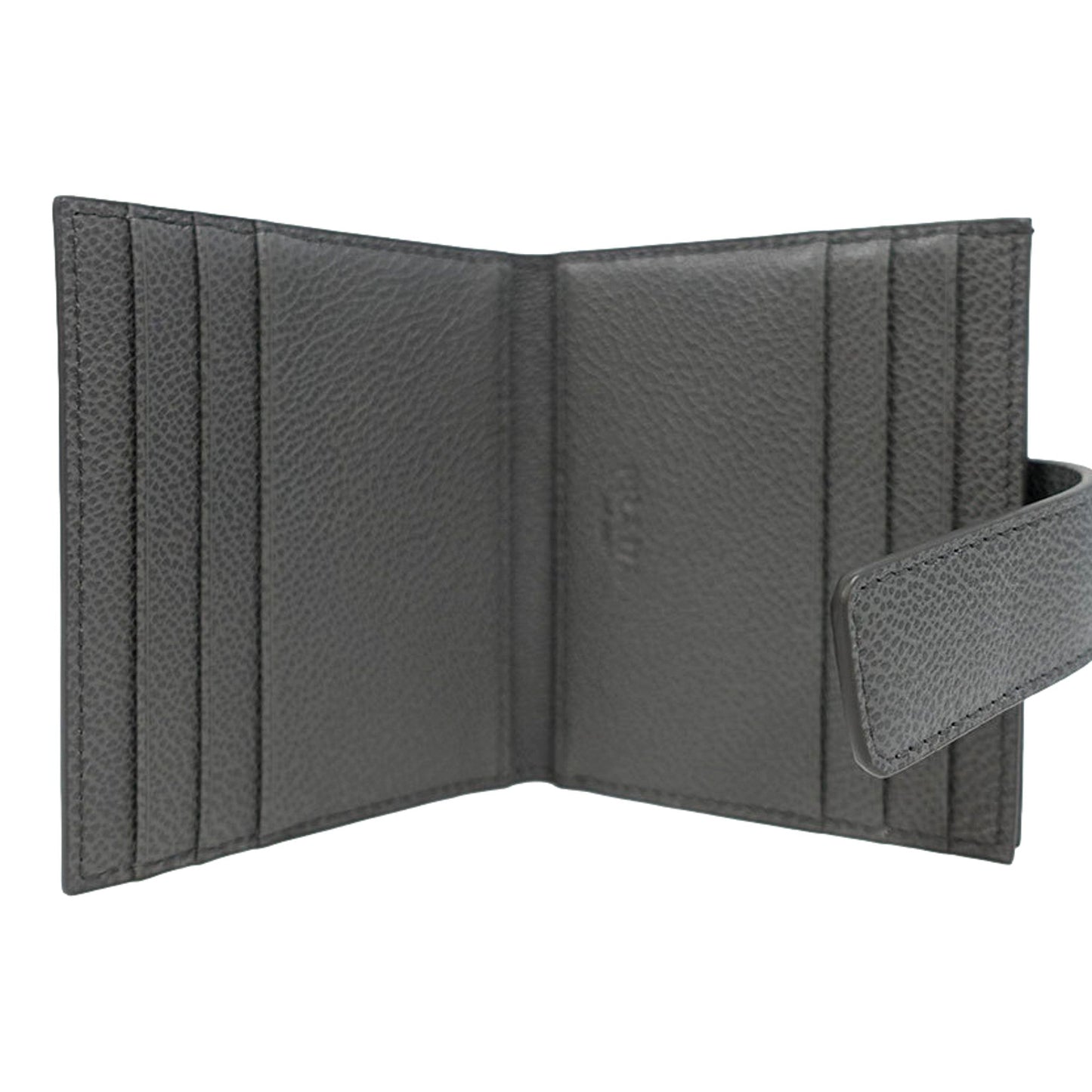 Luxury PradaGrey Vitello Grain Leather Card  Bifold Wallet