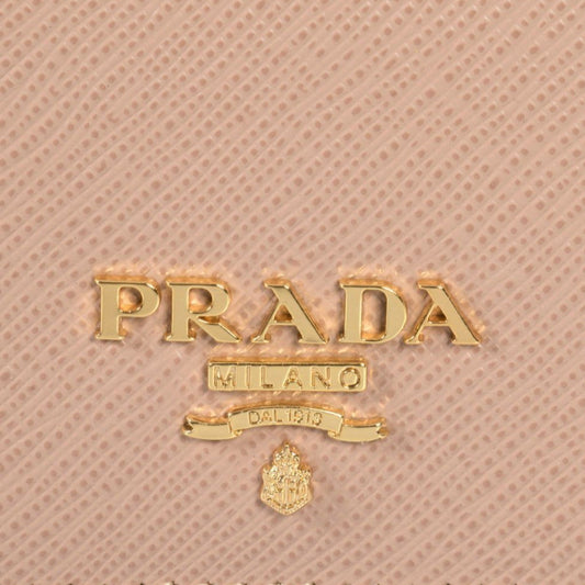 Luxury PradaCammeo Beige Saffiano Leather Credit Card Holder Wallet