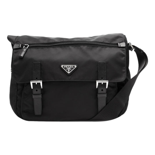 Luxury PradaBlack Nylon Triangle Logo Messenger Bag