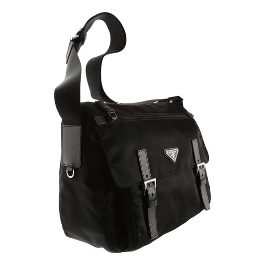 Luxury PradaBlack Nylon Triangle Logo Messenger Bag