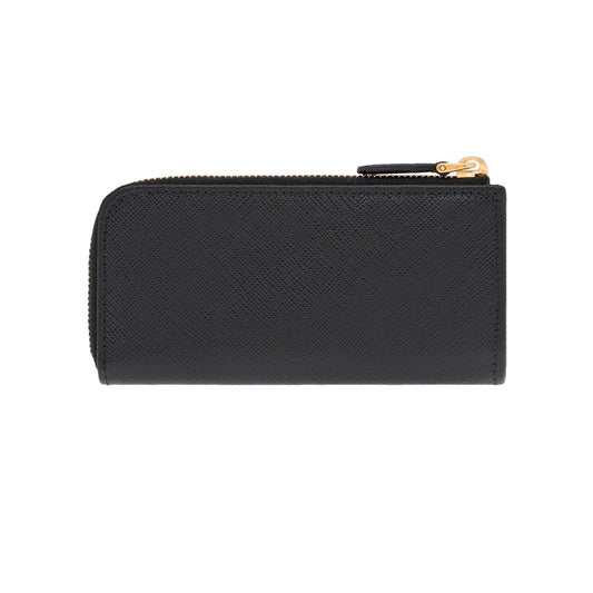 Luxury PradaBlack Saffiano Leather Key Holder Pouch Wallet