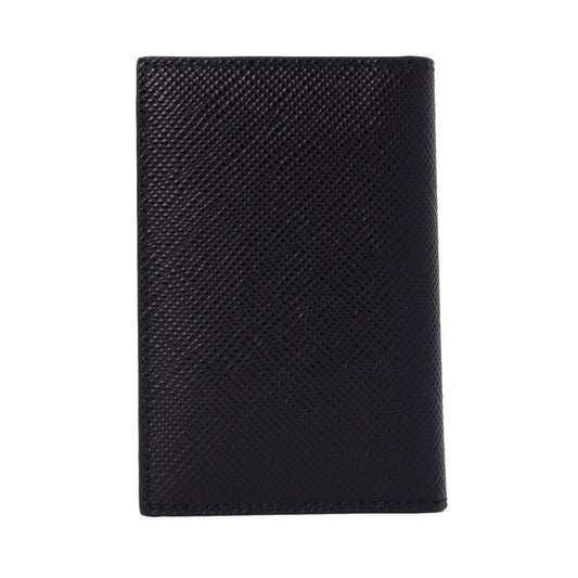 Luxury PradaBlack Saffiano Leather Vertical Logo Card Holder