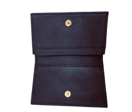 Luxury PradaBlack Vitello Grain Soft Calf Leather Credit Card Case Wallet