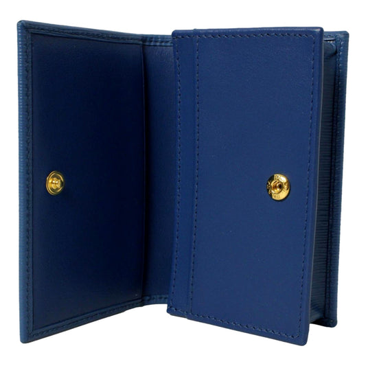 Luxury PradaBlue Vitello Move Leather Triangle Logo Card Case Wallet