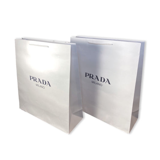 Luxury PradaLogo White Paper Designer Shopping Gift Bag Large Set of 2