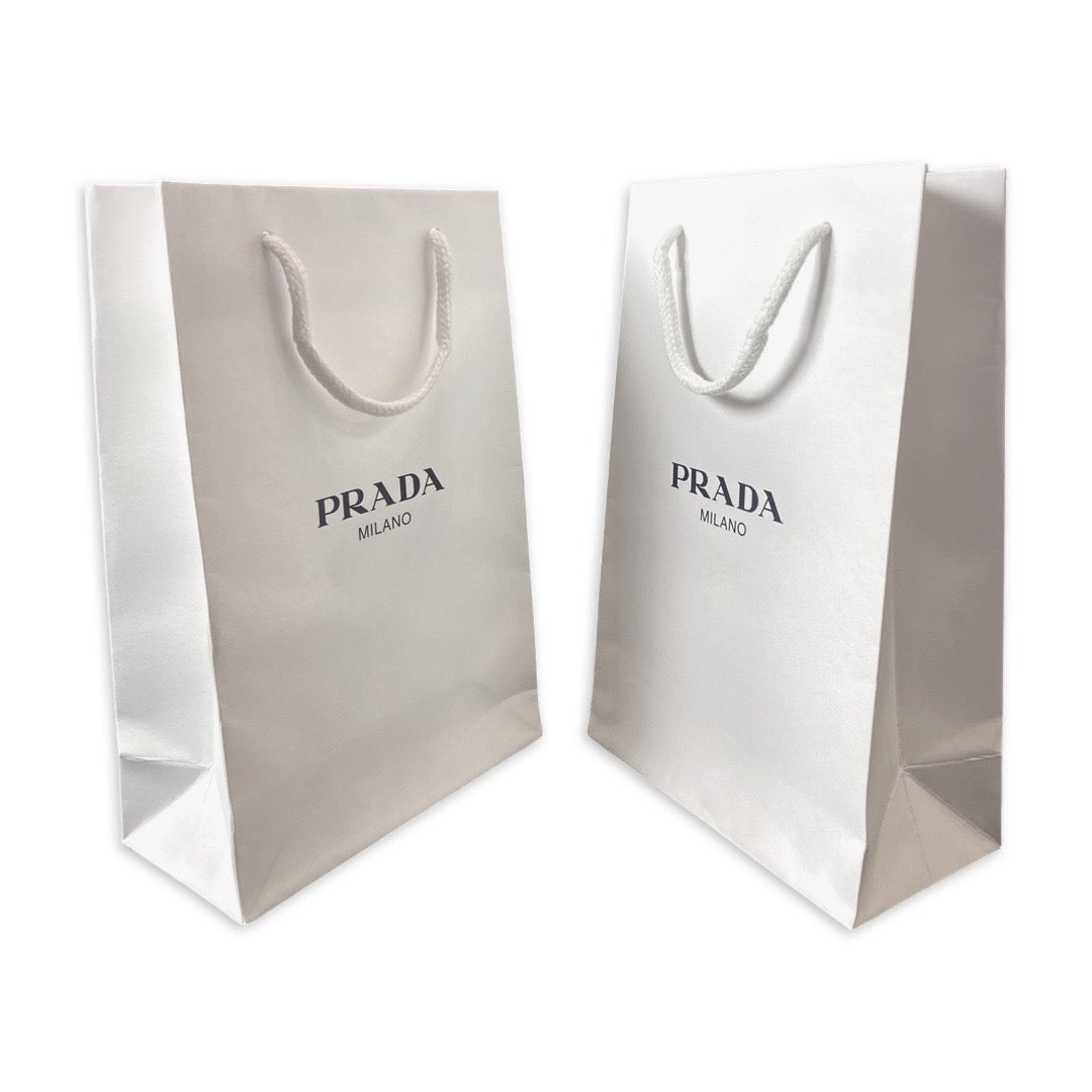 Luxury PradaShopping Gift Bag  Designer White Paper Small Set of 2