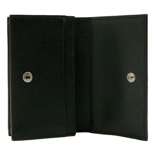 Luxury PradaMens Saffiano Flap Card Holder Wallet Black