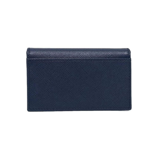 Luxury PradaMens Saffiano Flap Card Holder Wallet Baltico Blue