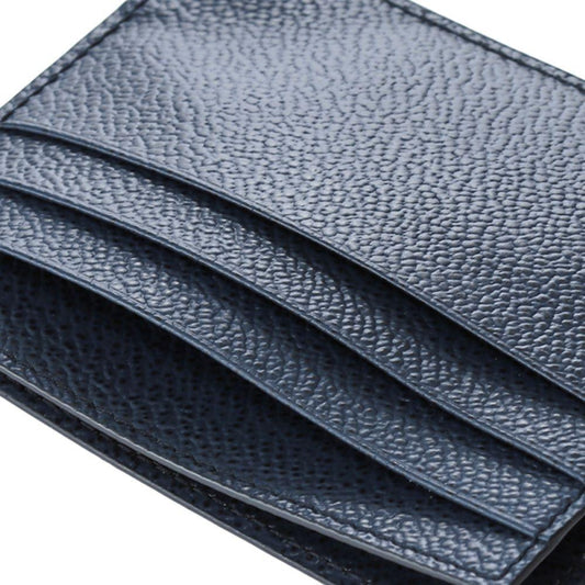 Luxury PradaVitello Micro Grain Navy Triangle Logo Cardholder Wallet