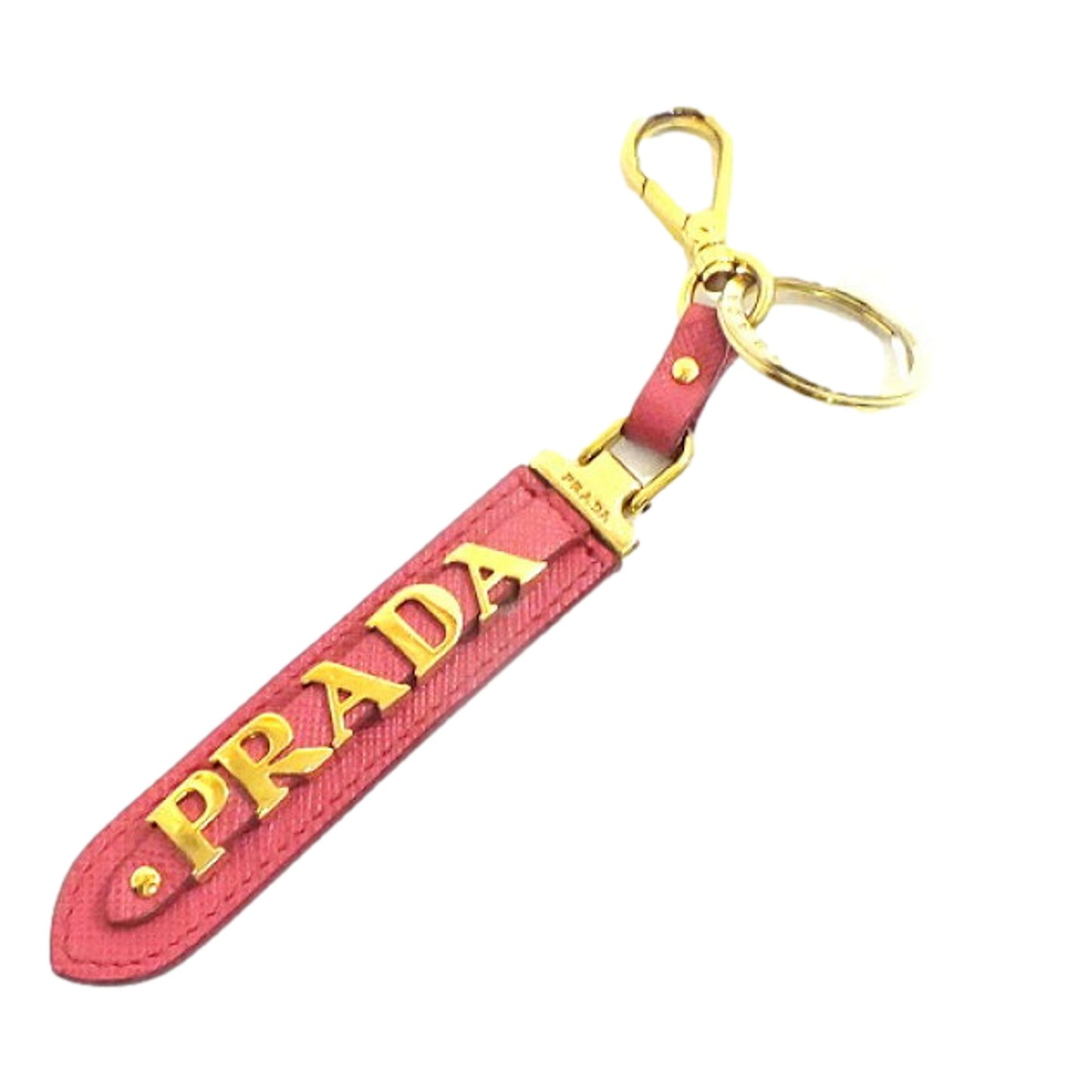 Luxury PradaPeony Saffiano Keychain Logo Lettering