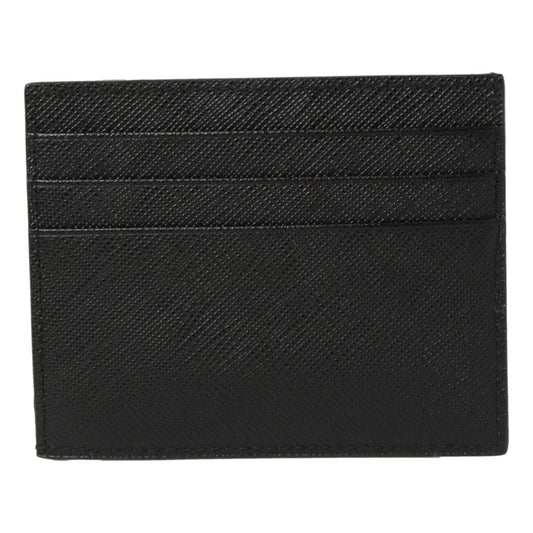 Luxury PradaSaffiano Mens Baltico Blue Credit Card Wallet Silver Logo