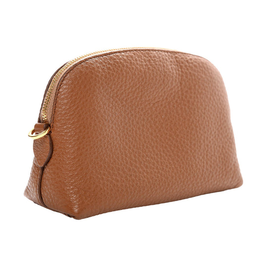 Luxury PradaVitello Daino Cannella Brown Leather Small Cosmetic Case Clutch Bag