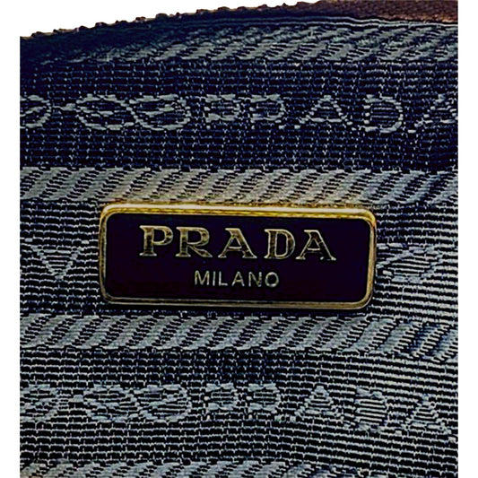 Luxury PradaVitello Daino Cannella Brown Leather Small Cosmetic Case Clutch Bag