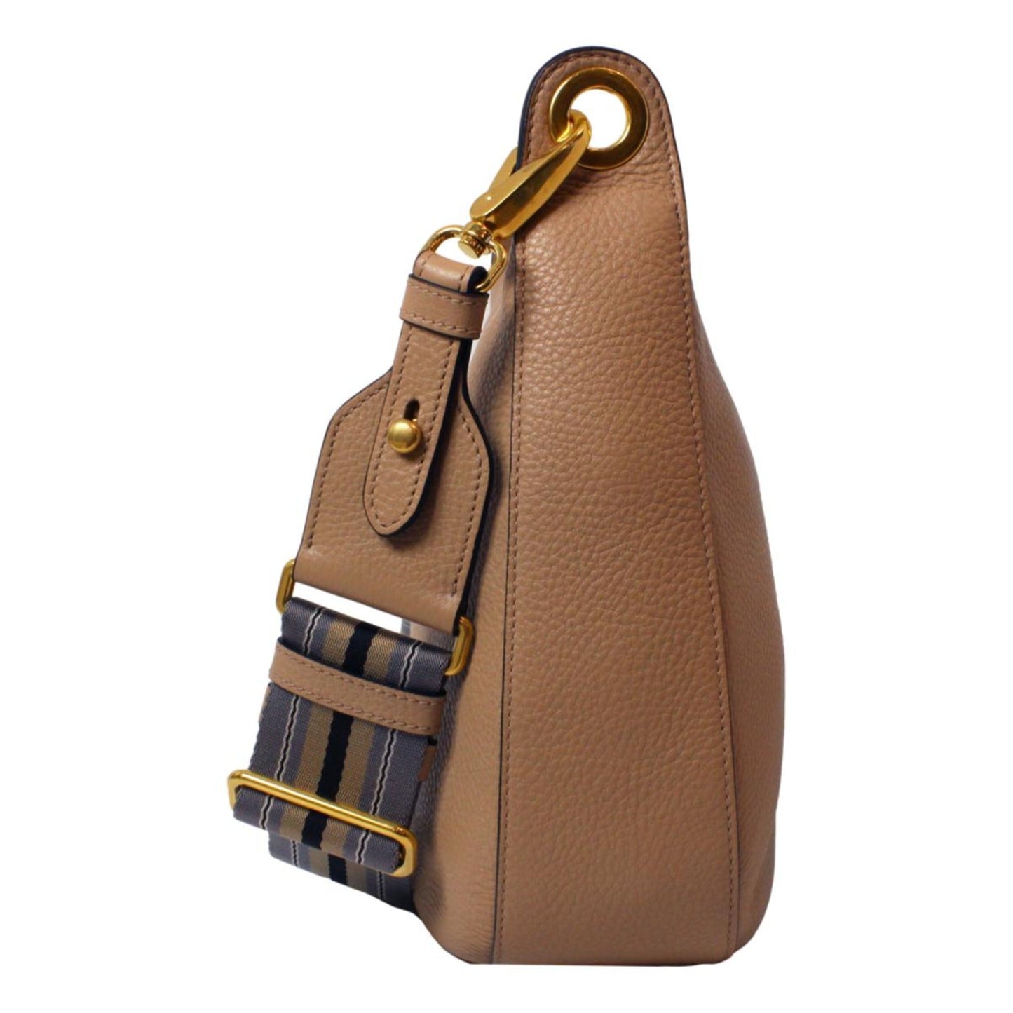 Luxury PradaVitello Daino Tan Leather Bag Nylon Web Stripe Strap