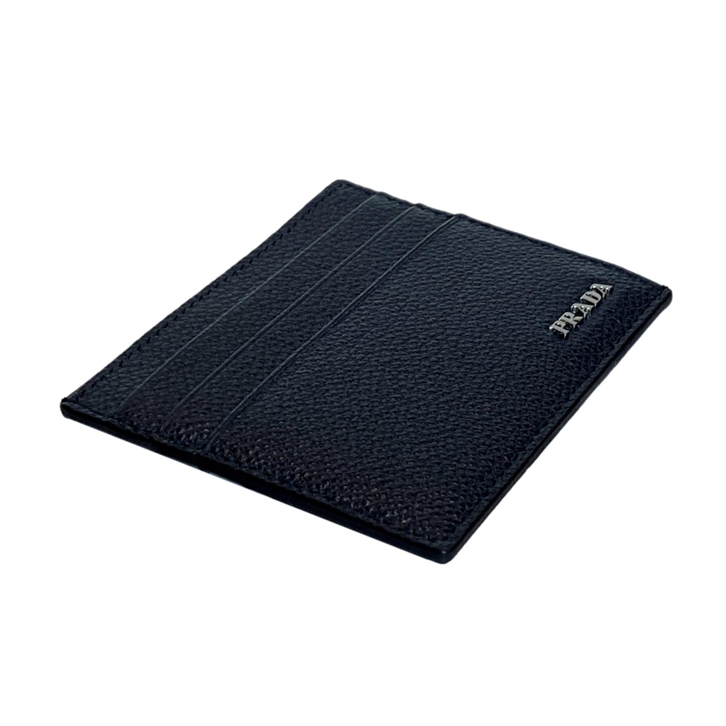 Luxury PradaVitello Micro Grain Leather Baltico Blue Card Holder Wallet