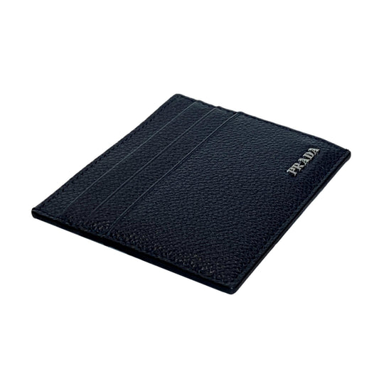 Luxury PradaVitello Micro Grain Leather Baltico Blue Card Holder Wallet