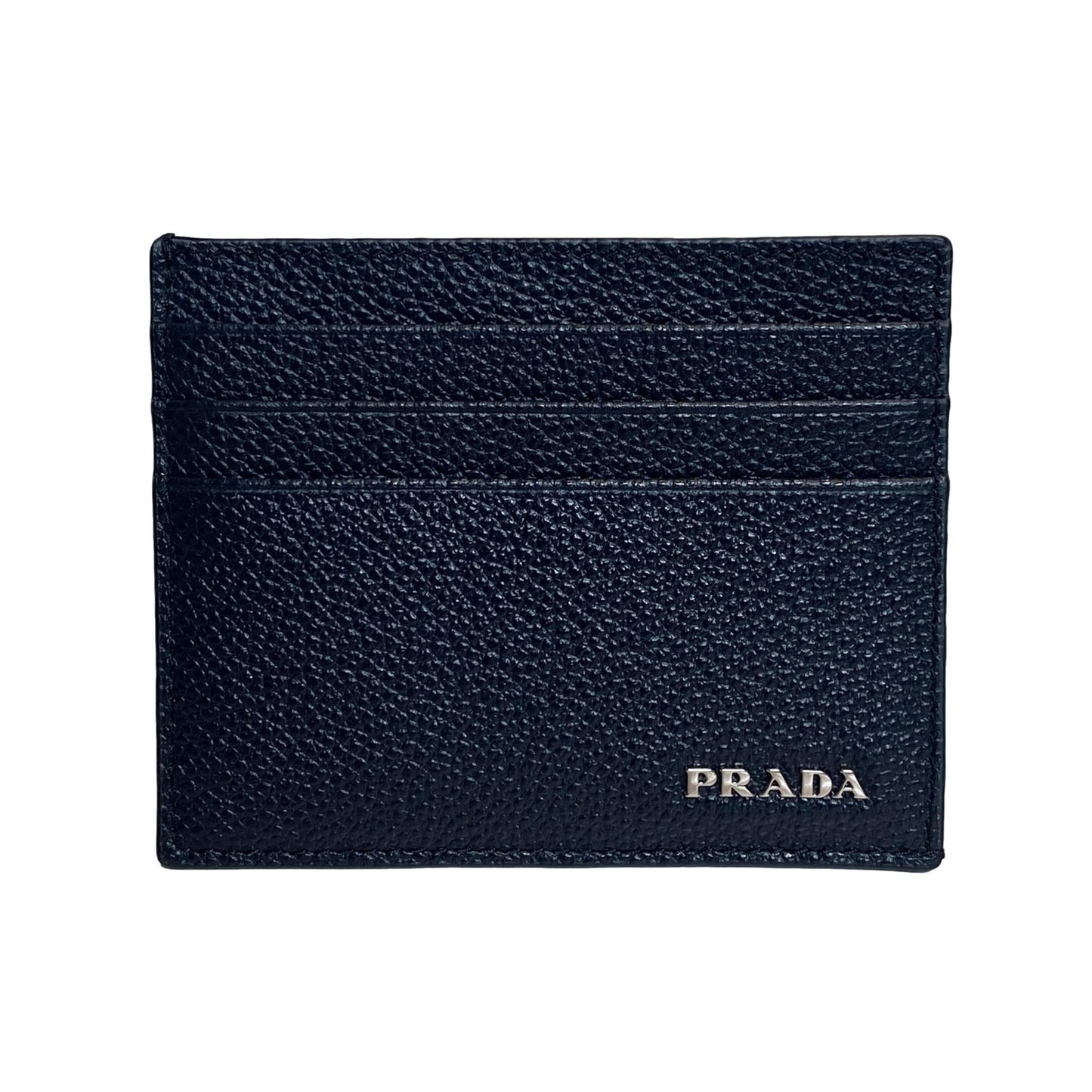 Luxury PradaVitello Micro Grain Leather Baltico Blue Card Holder Wallet