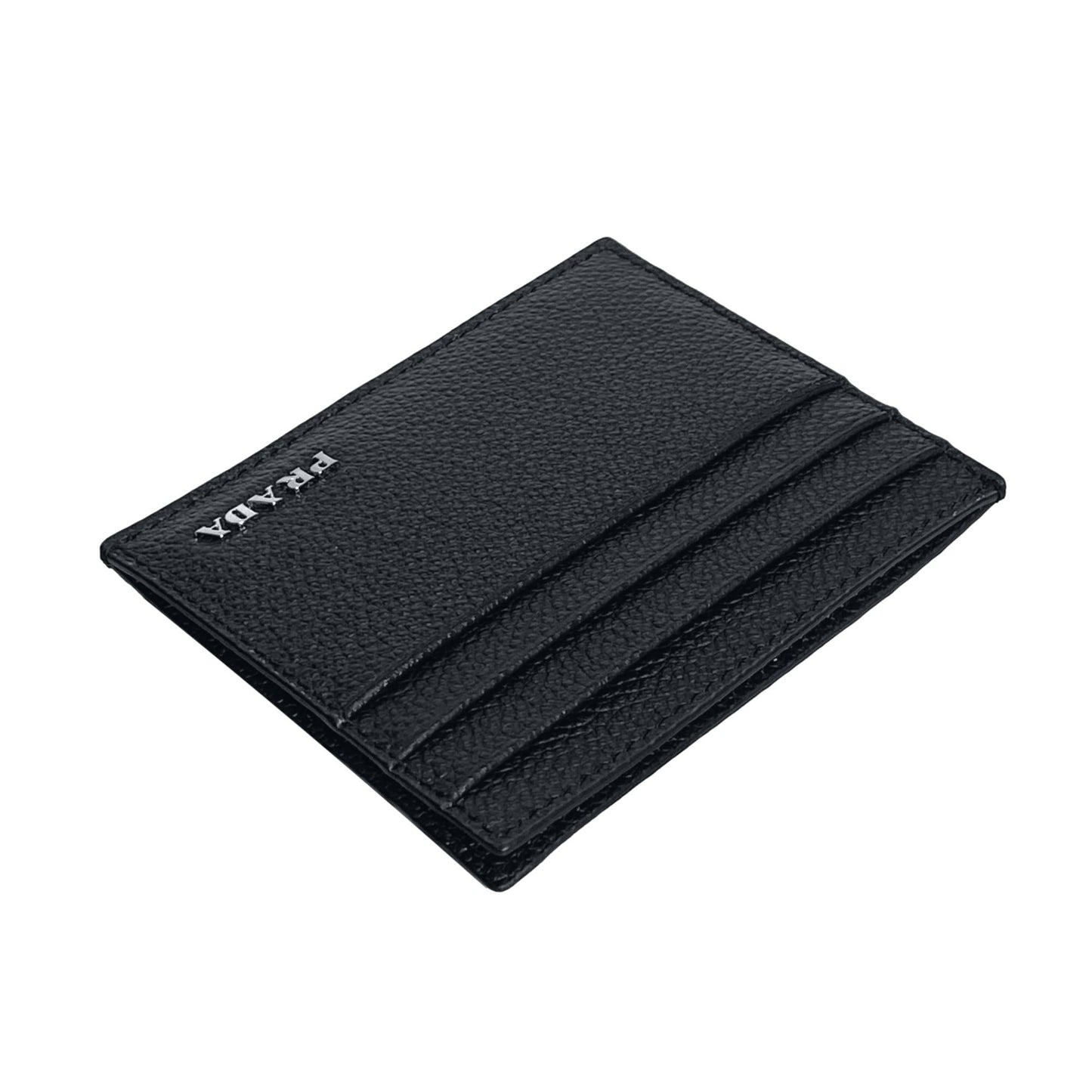 Luxury PradaVitello Micro Grain Leather Black Card Holder Wallet