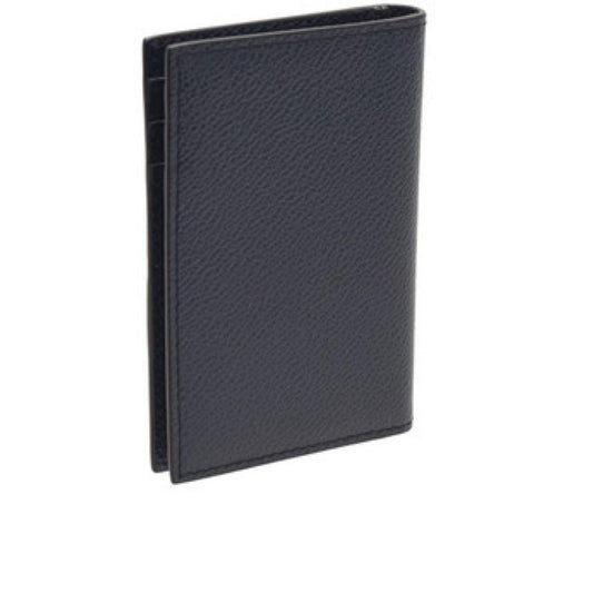 Luxury PradaVitello Grain Blue Leather Triangle Logo Vertical Bifold Wallet