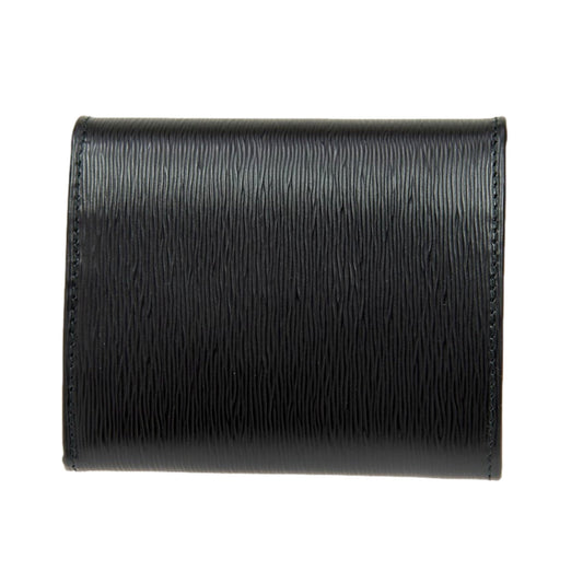 Luxury PradaVitello Move Trifold Compact Wallet Black Leather Logo Plaque