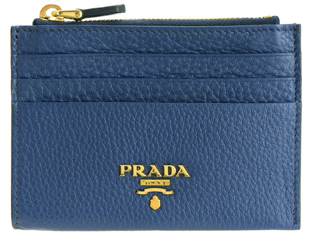 Luxury PradaBlue Saffiano Leather Card Holder