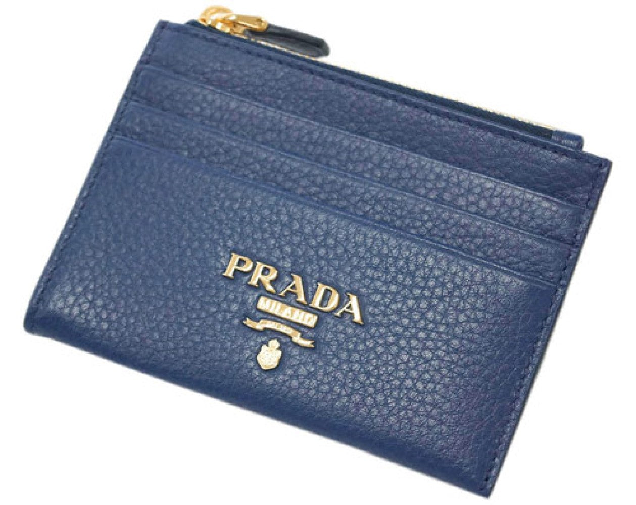 Luxury PradaBlue Saffiano Leather Card Holder