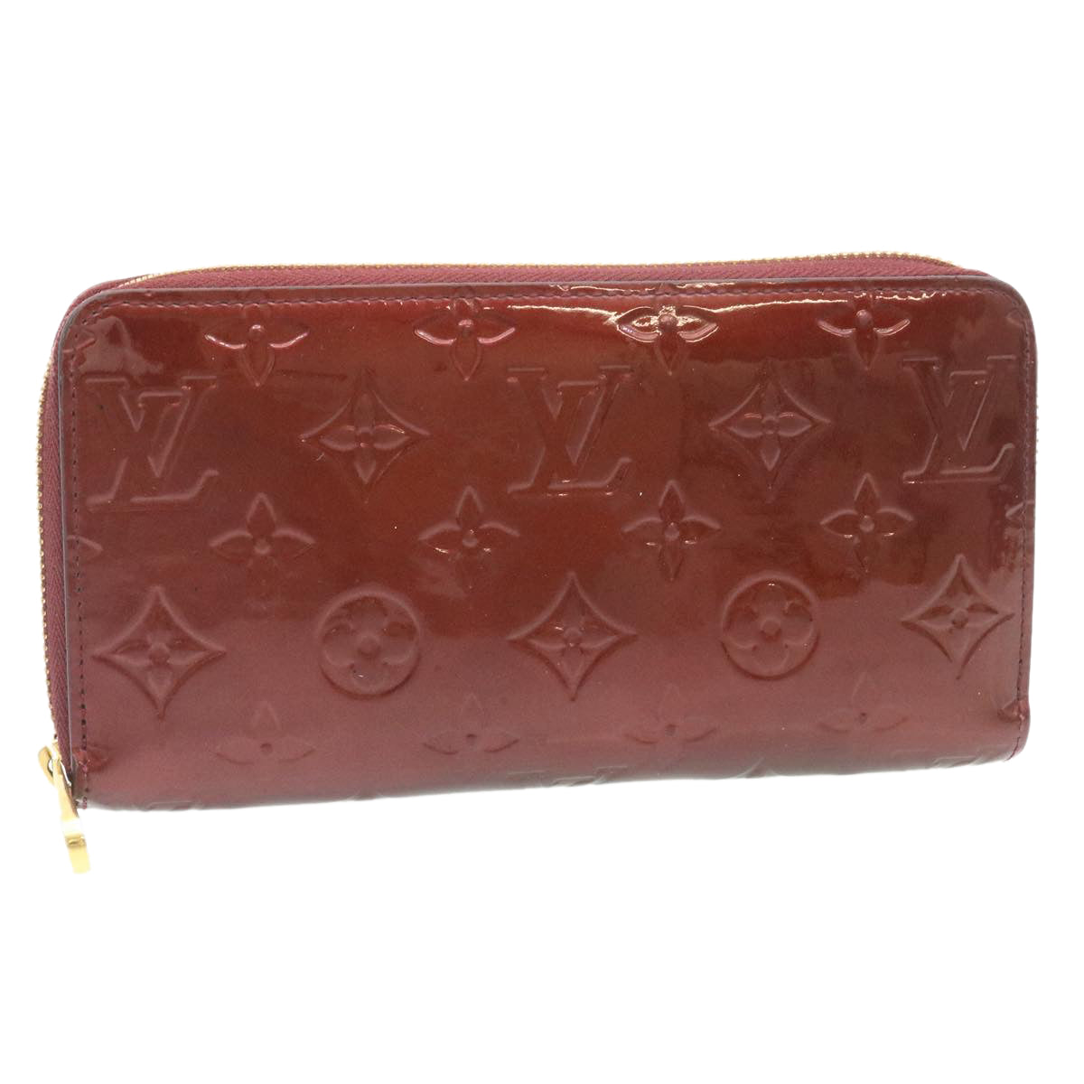 LOUIS VUITTON Monogram Vernis Zippy Wallet Wallet Wine Red M91536 LV pt144