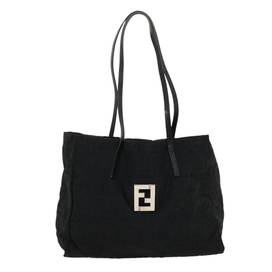 Luxury FendiZucca Canvas Tote Bag Nylon Blackrd2078