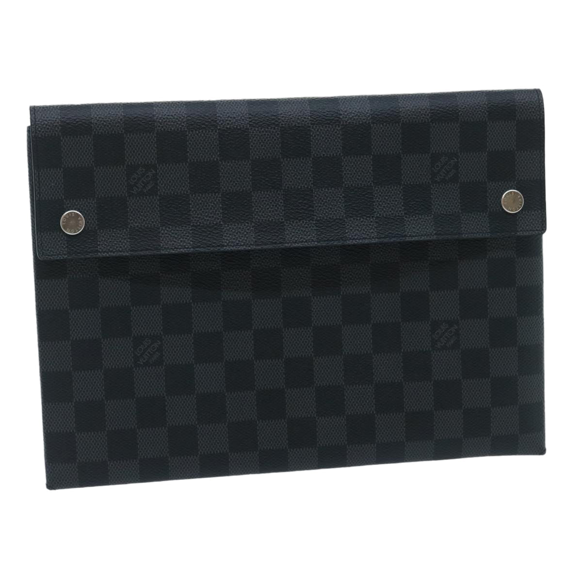 LOUIS VUITTON Damier Graphite Alpha Triple Pouch Clutch Bag N60255 LV ro291