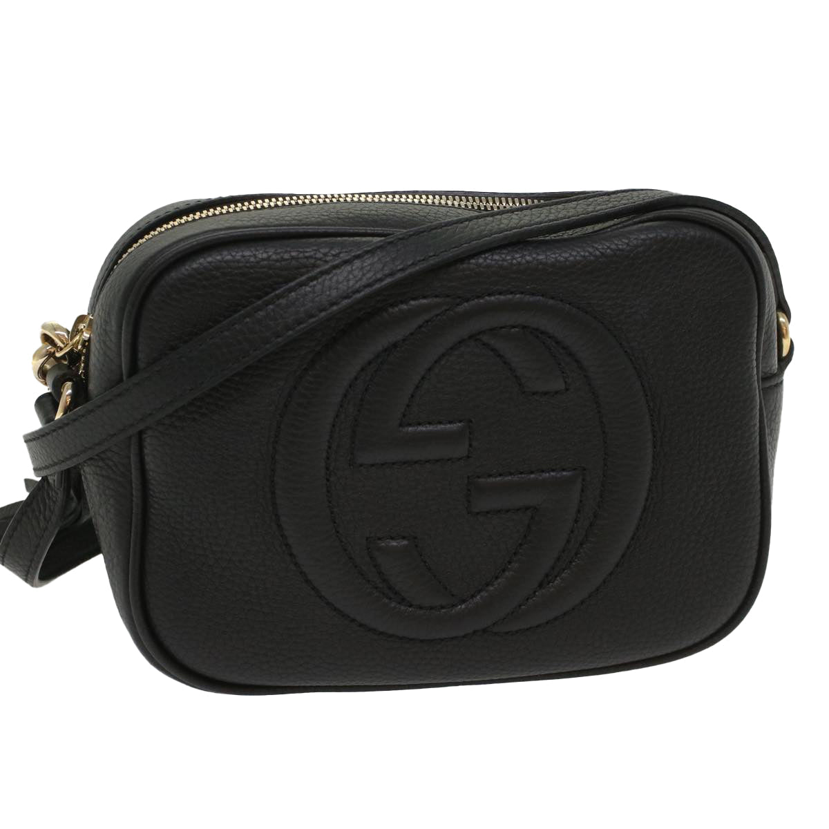 Luxury Gucci Soho Shoulder Bag Leather Black 308364  S236