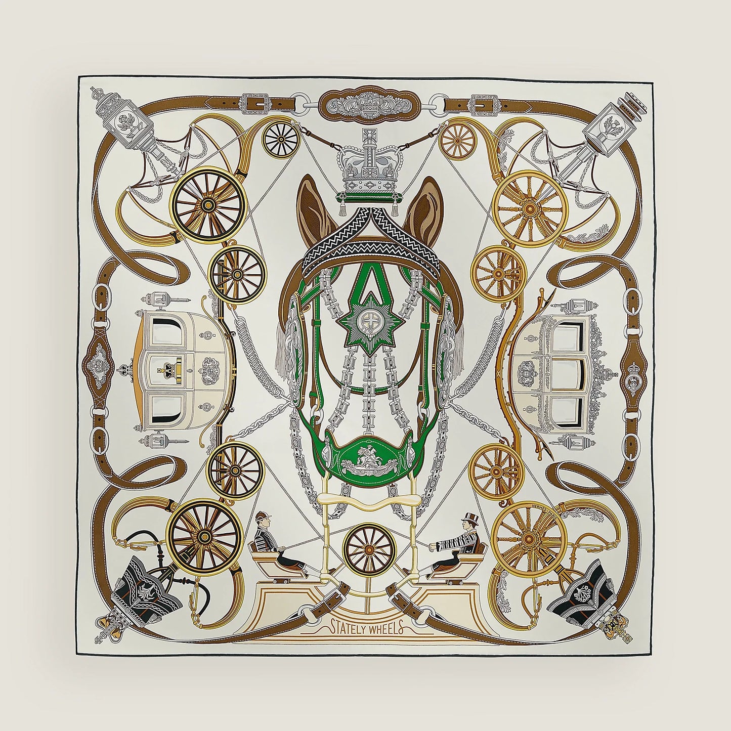 Hermes Stately Wheels Scarf 90