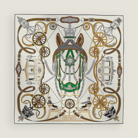 Hermes Stately Wheels Scarf 90