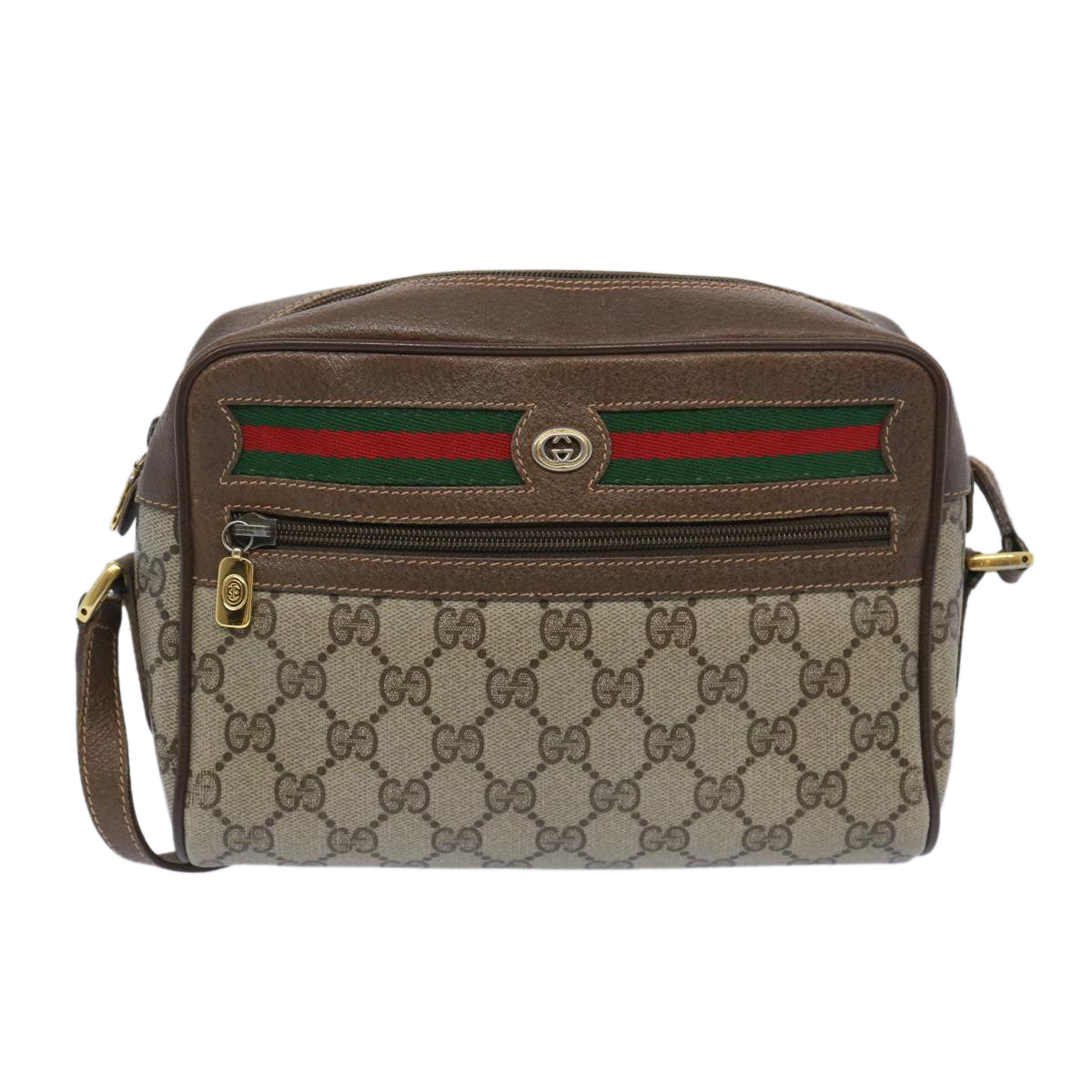 GUCCI GG Supreme Web Sherry Line Shoulder Bag Beige Red 119 02 087  tb1034