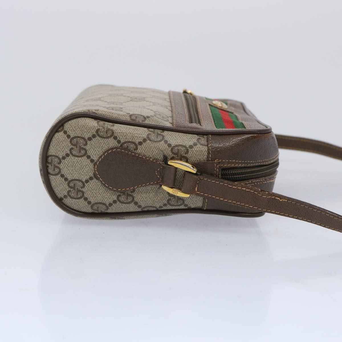GUCCI GG Supreme Web Sherry Line Shoulder Bag Beige Red 119 02 087  tb1034