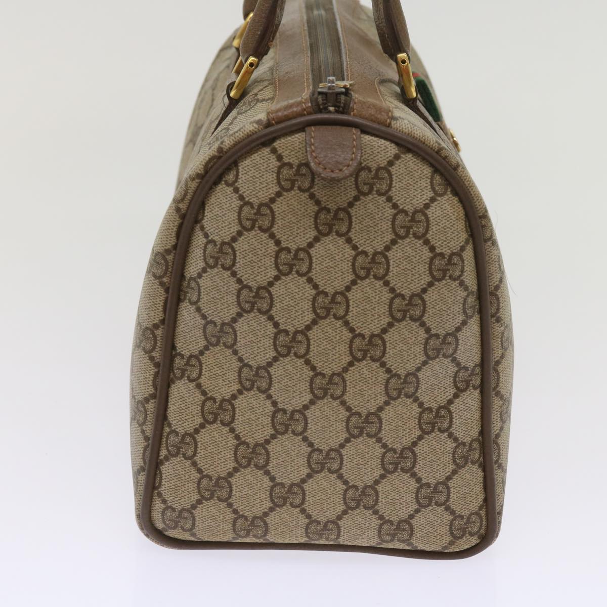 GUCCI GG Supreme Web Sherry Line Boston Bag PVC Beige Red 58 02 007  tb1042