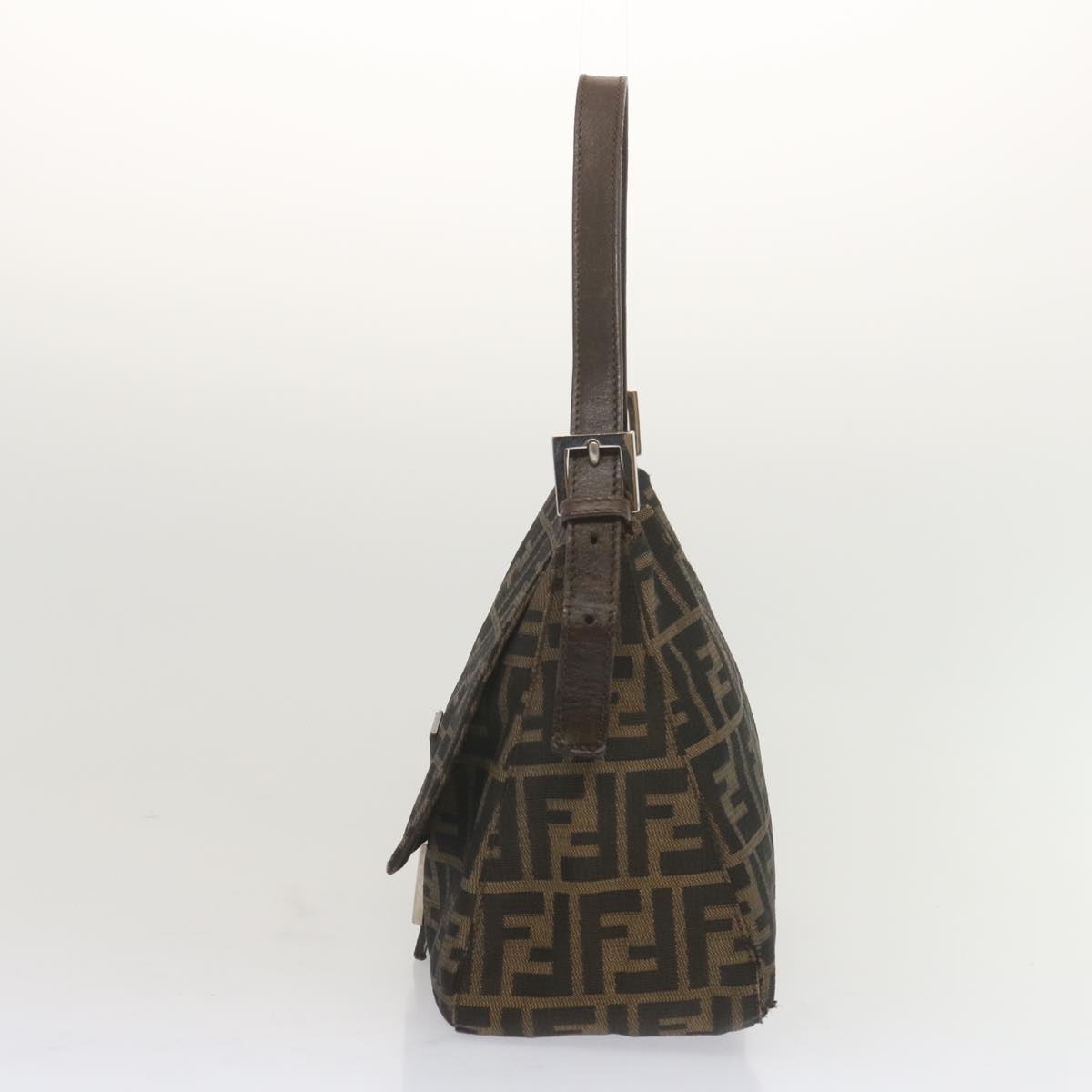 Luxury FendiZucca Canvas Mamma Baguette Shoulder Bag Black Browntb1055