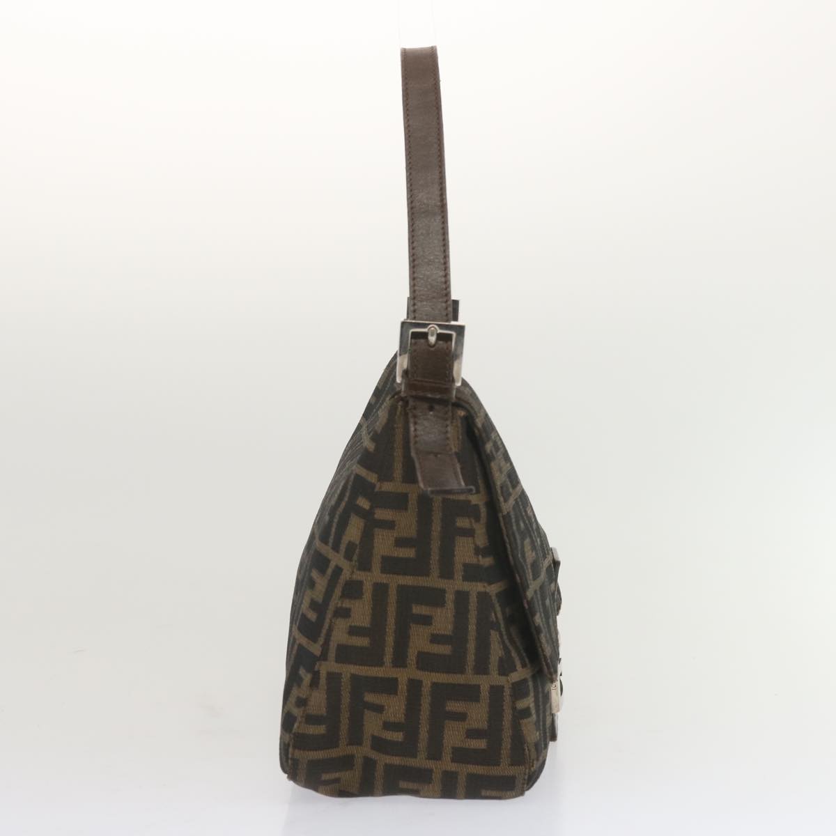 Luxury FendiZucca Canvas Mamma Baguette Shoulder Bag Black Browntb1055