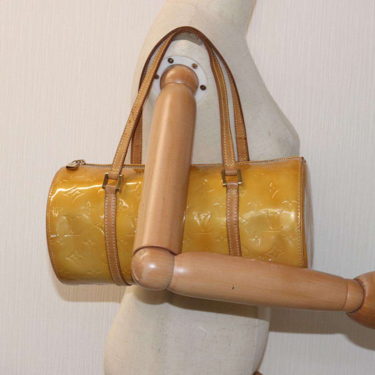 LOUIS VUITTON Monogram Vernis Bedford Hand Bag Beige M91006 LV tb1087