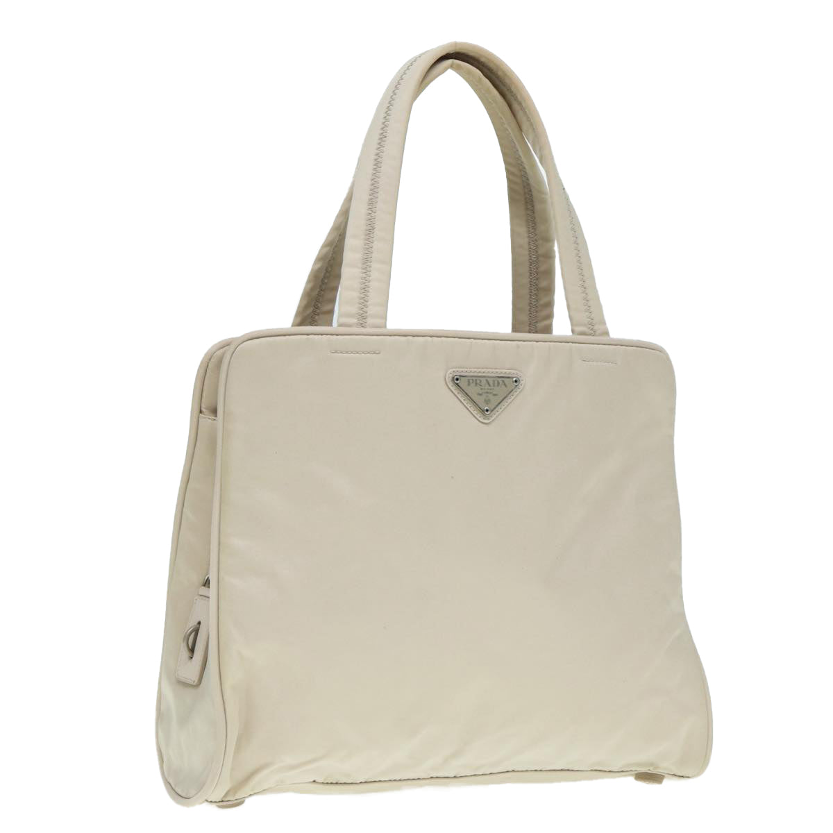 Luxury Prada Hand Bag Nylon Beige Silver  tb1164