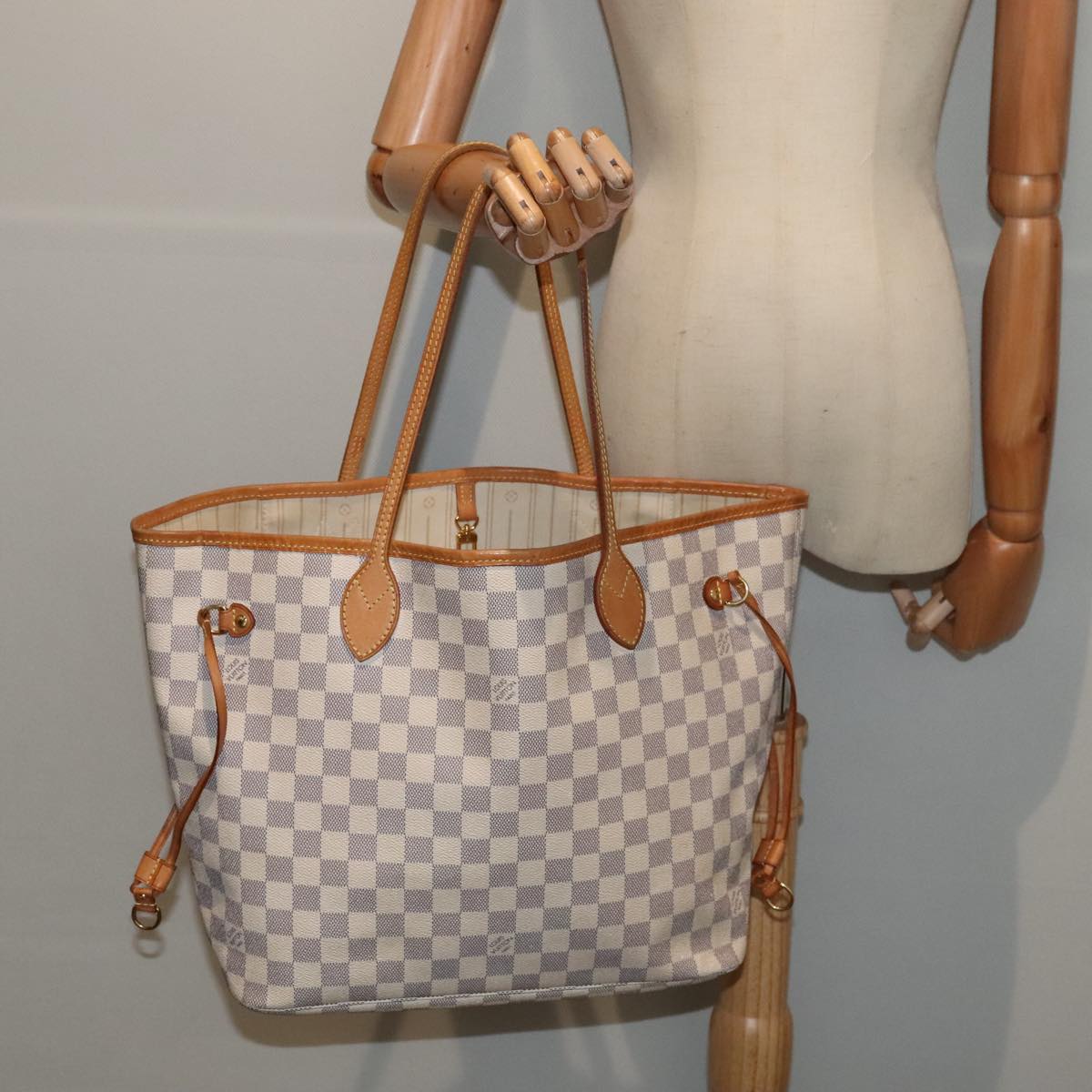 LOUIS VUITTON Damier Azur Neverfull MM Tote Bag N41605 LV tb1169