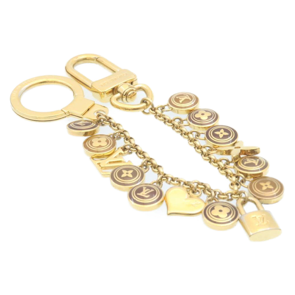 LOUIS VUITTON Porte Cles Chainne Pastilles Charm Gold Brown M65380 th2120